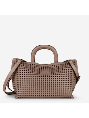Vegan Laser Cutout Top Handle Shoulder Bag Purse